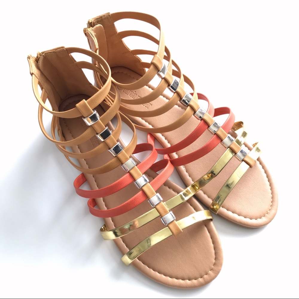 Gold, Tan, & Orange Gladiator Sandals